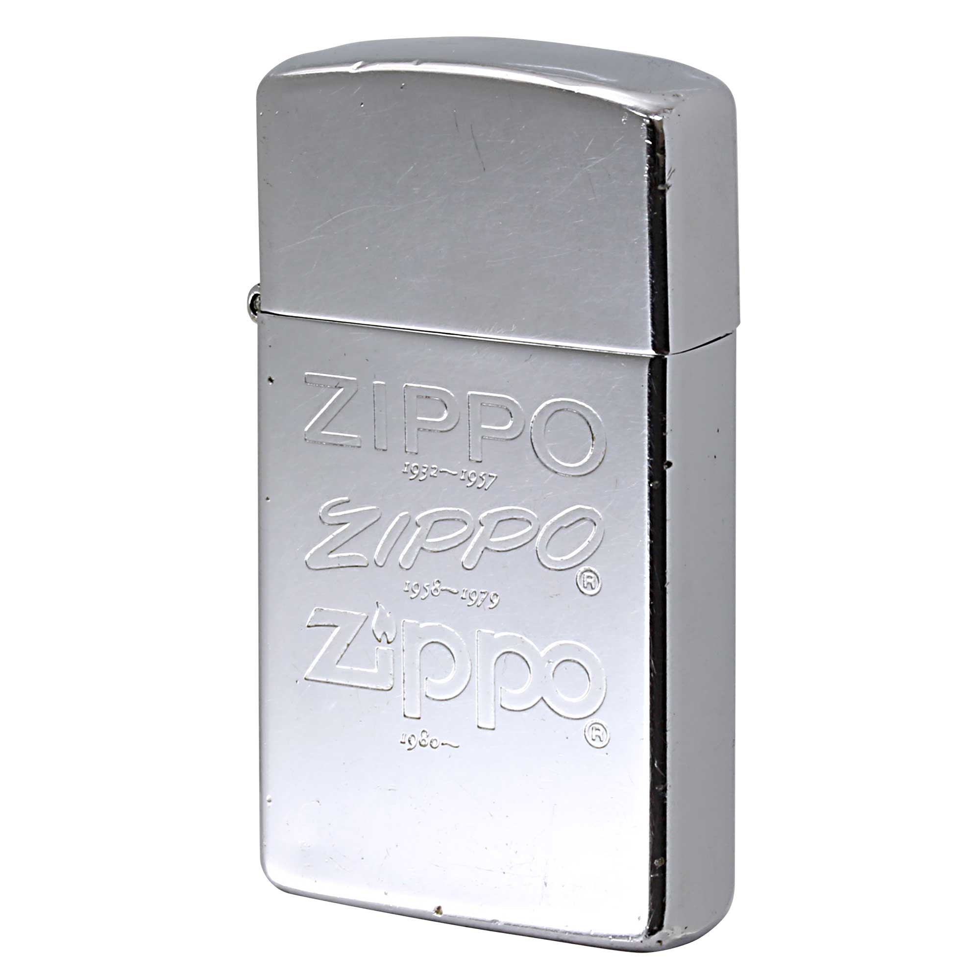 絶版/ヴィンテージ Zippo ジッポー 中古 1994年製造 スリム  ZIPPO歴代ロゴ ハイポリッシュクローム  [B]使用感ありやや傷汚れあり