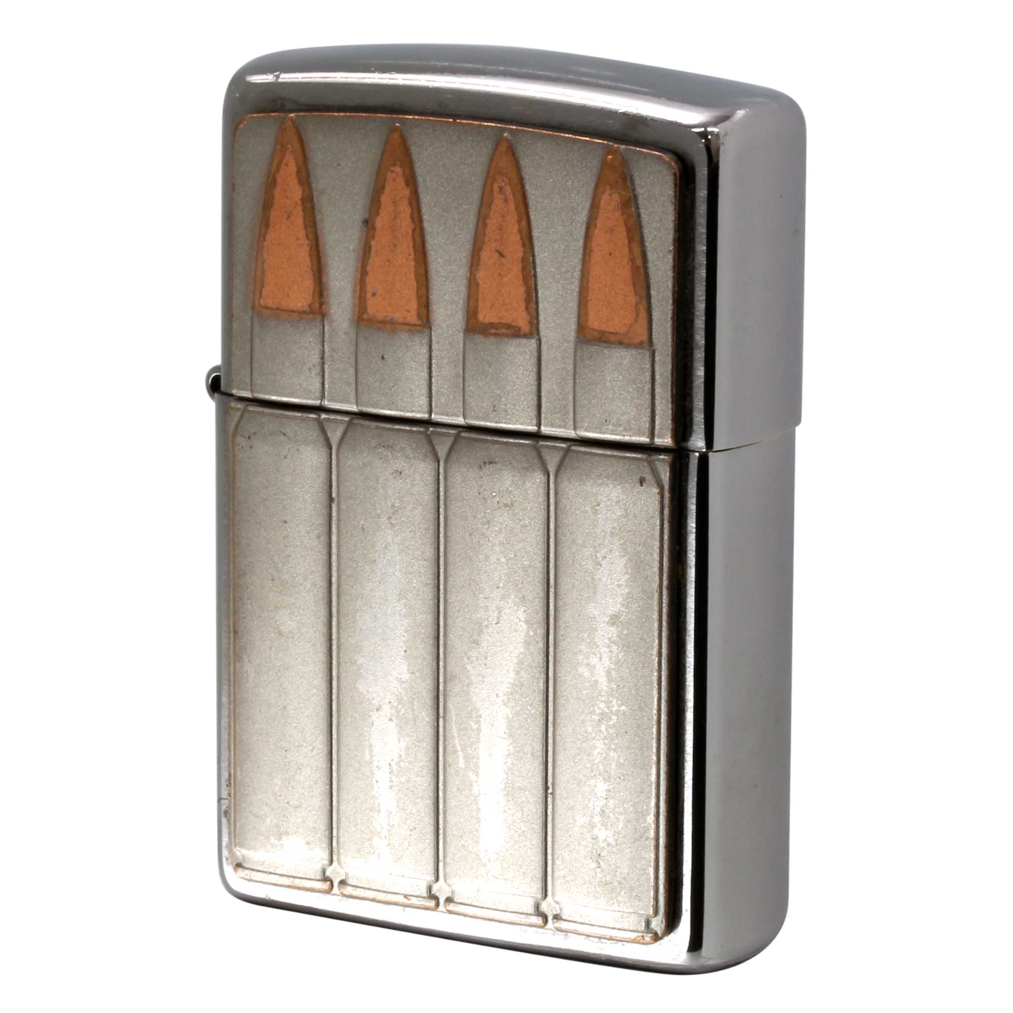 絶版/ヴィンテージ Zippo ジッポー 中古 2018年製造 Bullets Emblem エンブレム貼り ブラッシュドクローム 29821  [C]使用感あり傷汚れあり