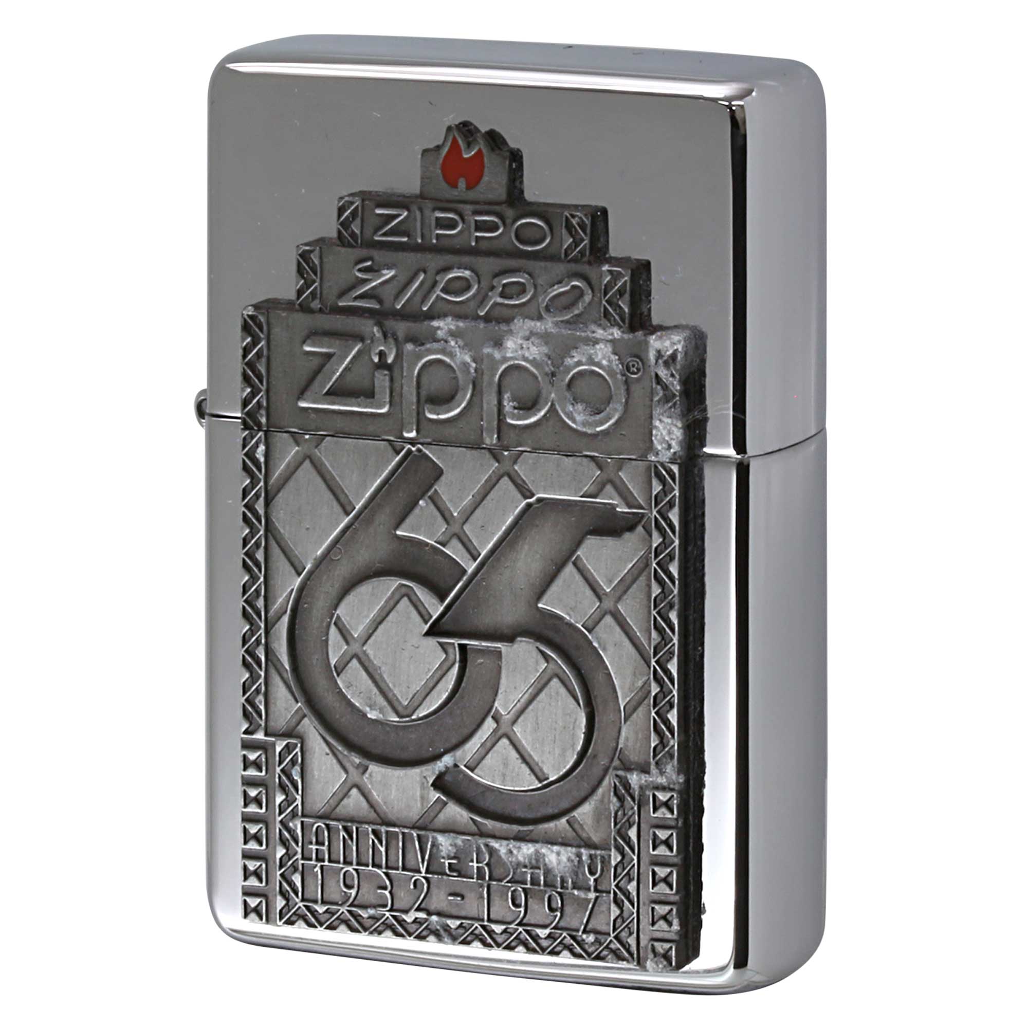 絶版/ヴィンテージ Zippo ジッポー 中古 1997年製造 65th Anniversary Commemorative 1997 Limited Edition フラットトップ  [S]ほぼ新品同様