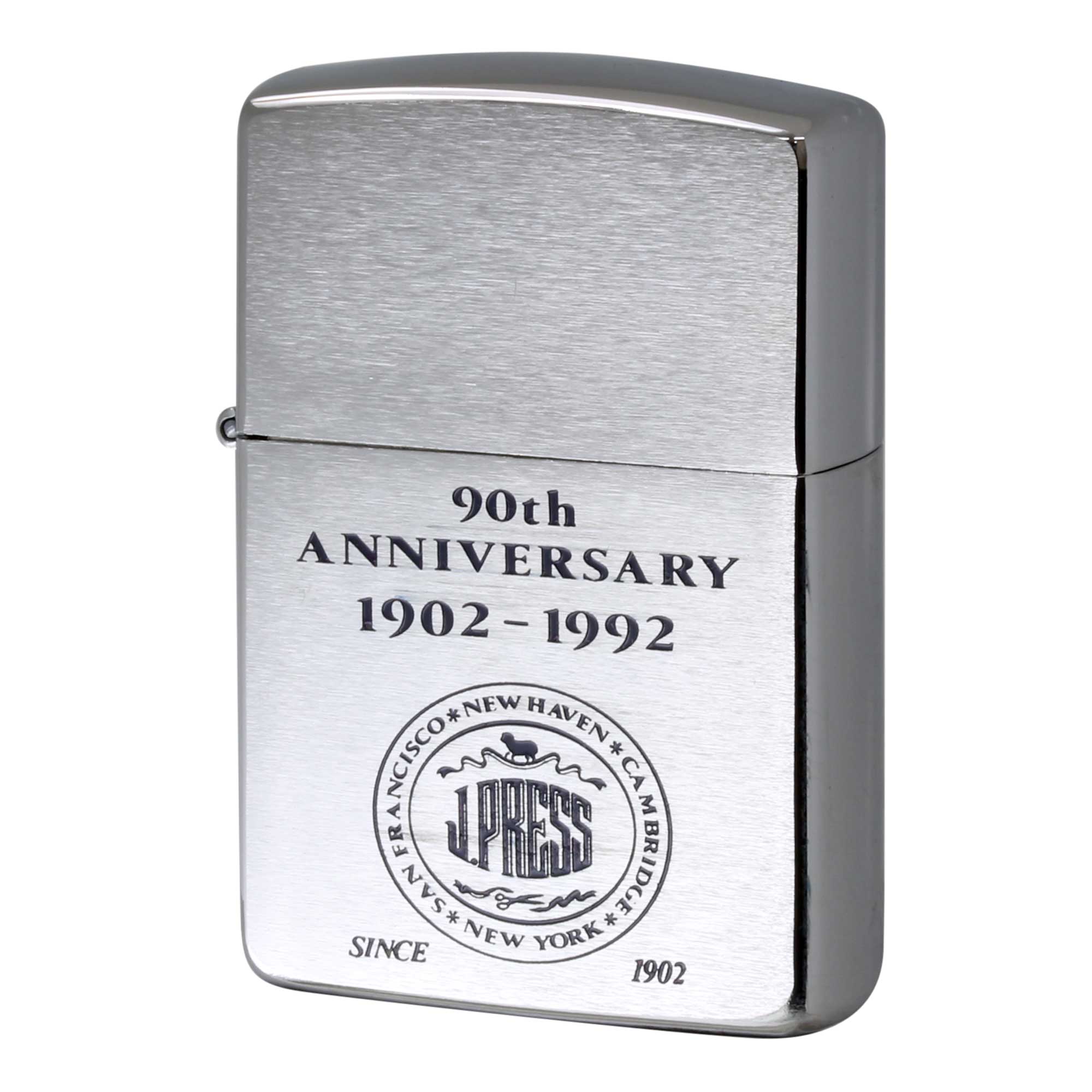 絶版/ヴィンテージ Zippo ジッポー 中古 1991年製造 90th Anniversary 1902-1992 J.PRESS ジェイプレス  [N]未使用・新品