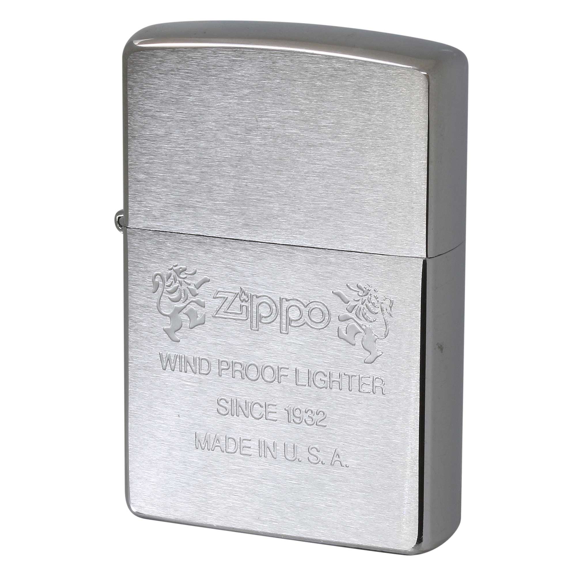 絶版/ヴィンテージ Zippo ジッポー 中古 1999年製造 ブラッシュドクローム ZIPPOロゴ 向かい獅子  [N]未使用・新品