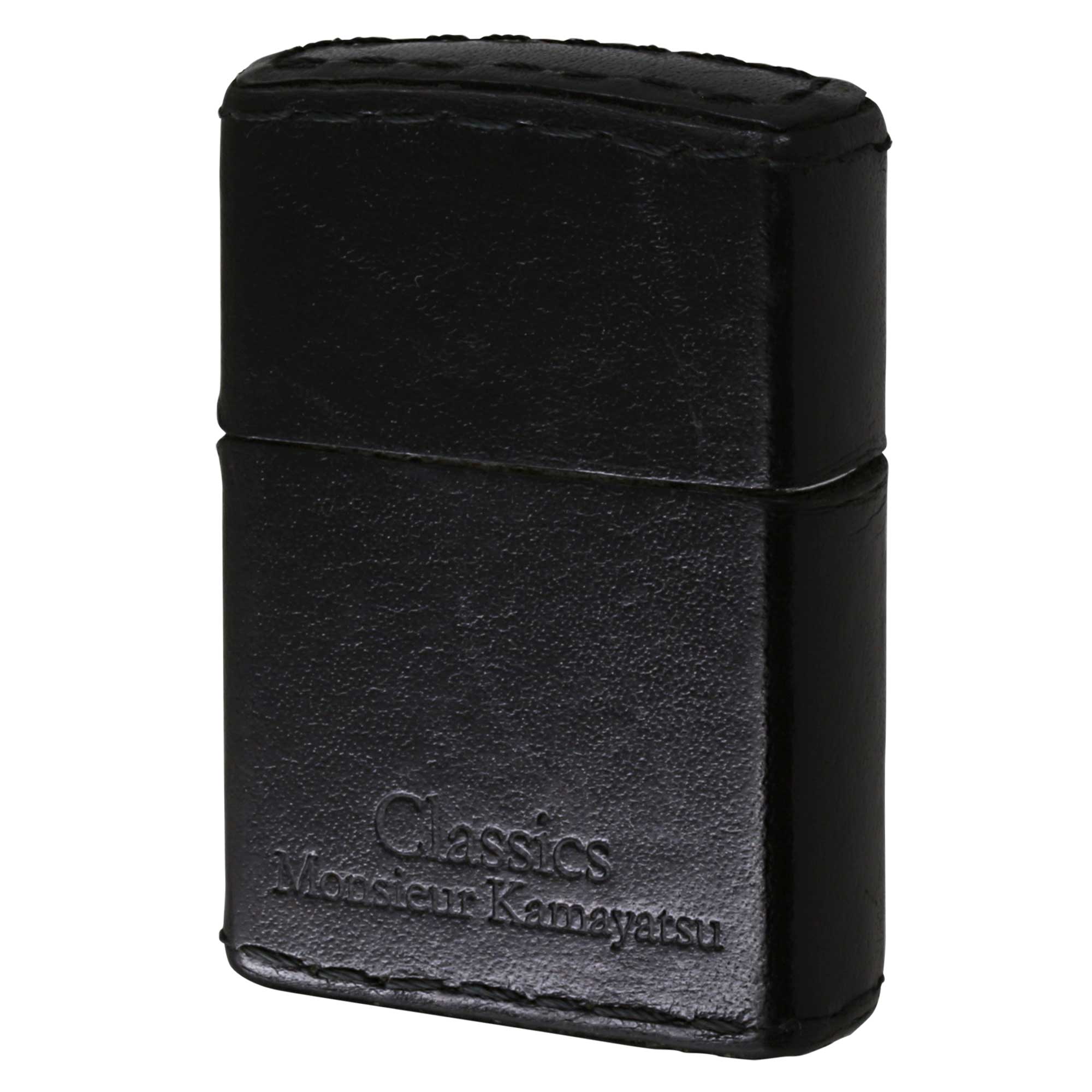 絶版/ヴィンテージ Zippo ジッポー 中古 2002年製造 Classics Monsieur Kamayatsu ムッシュかまやつ 革巻き ブラック  [B]使用感ありやや傷汚れあり