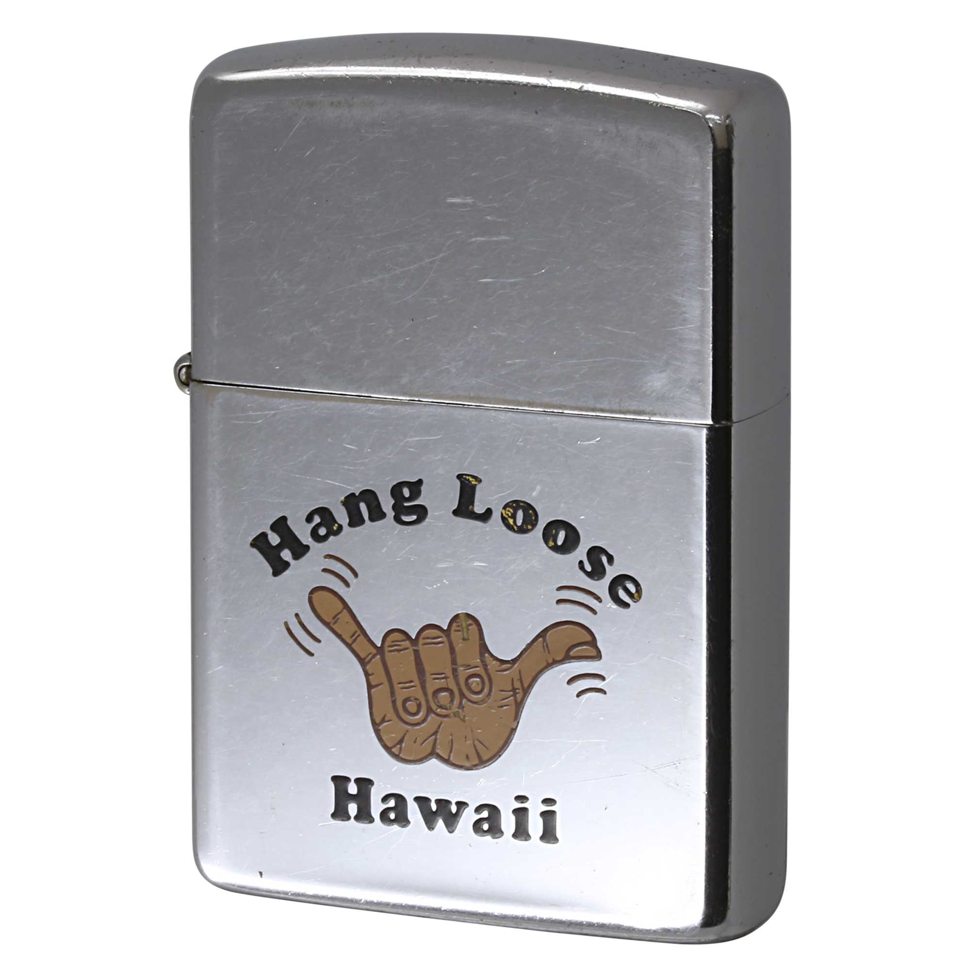 絶版/ヴィンテージ Zippo ジッポー 中古 1990年製造 Hawaii Hang Loose ハンドサイン  [C]使用感あり傷汚れあり