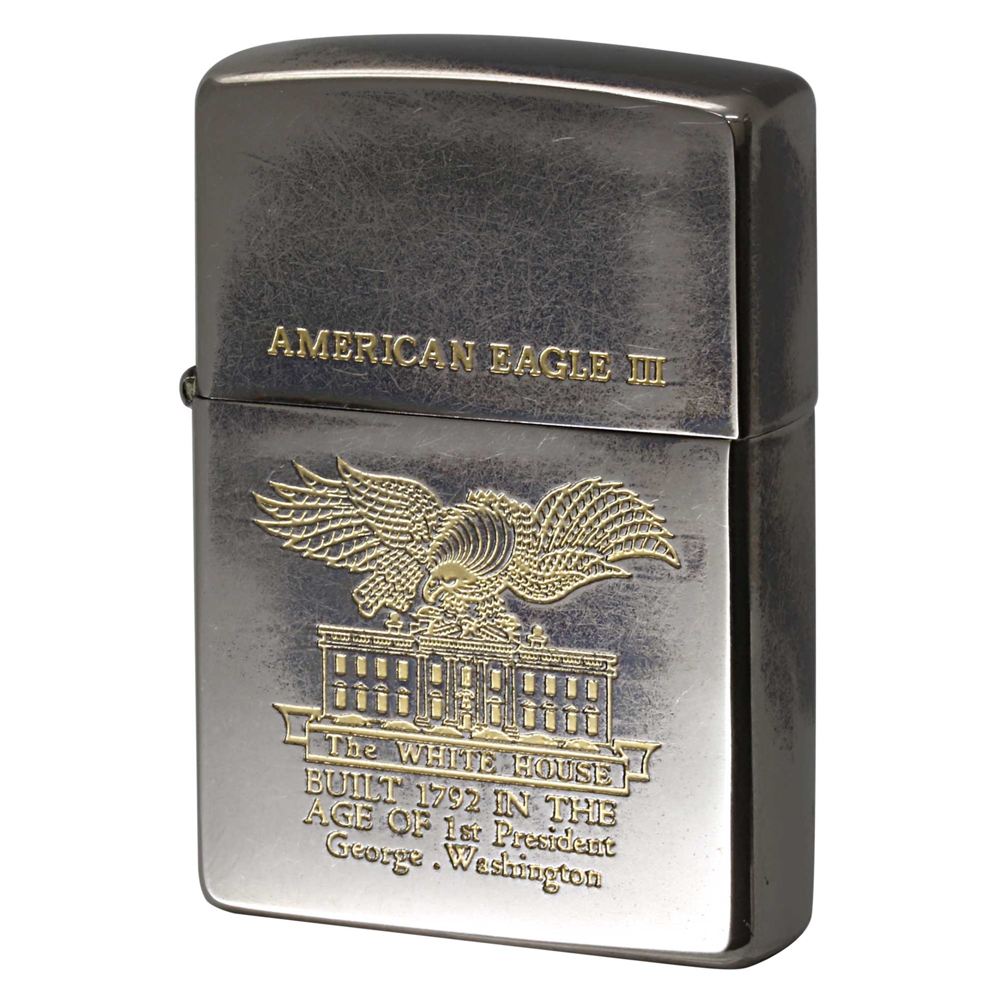 絶版/ヴィンテージ Zippo ジッポー 中古 1997年製造 AMAERICAN EAGLE III アメリカンイーグル スリー ホワイトハウス  [C]使用感あり傷汚れあり