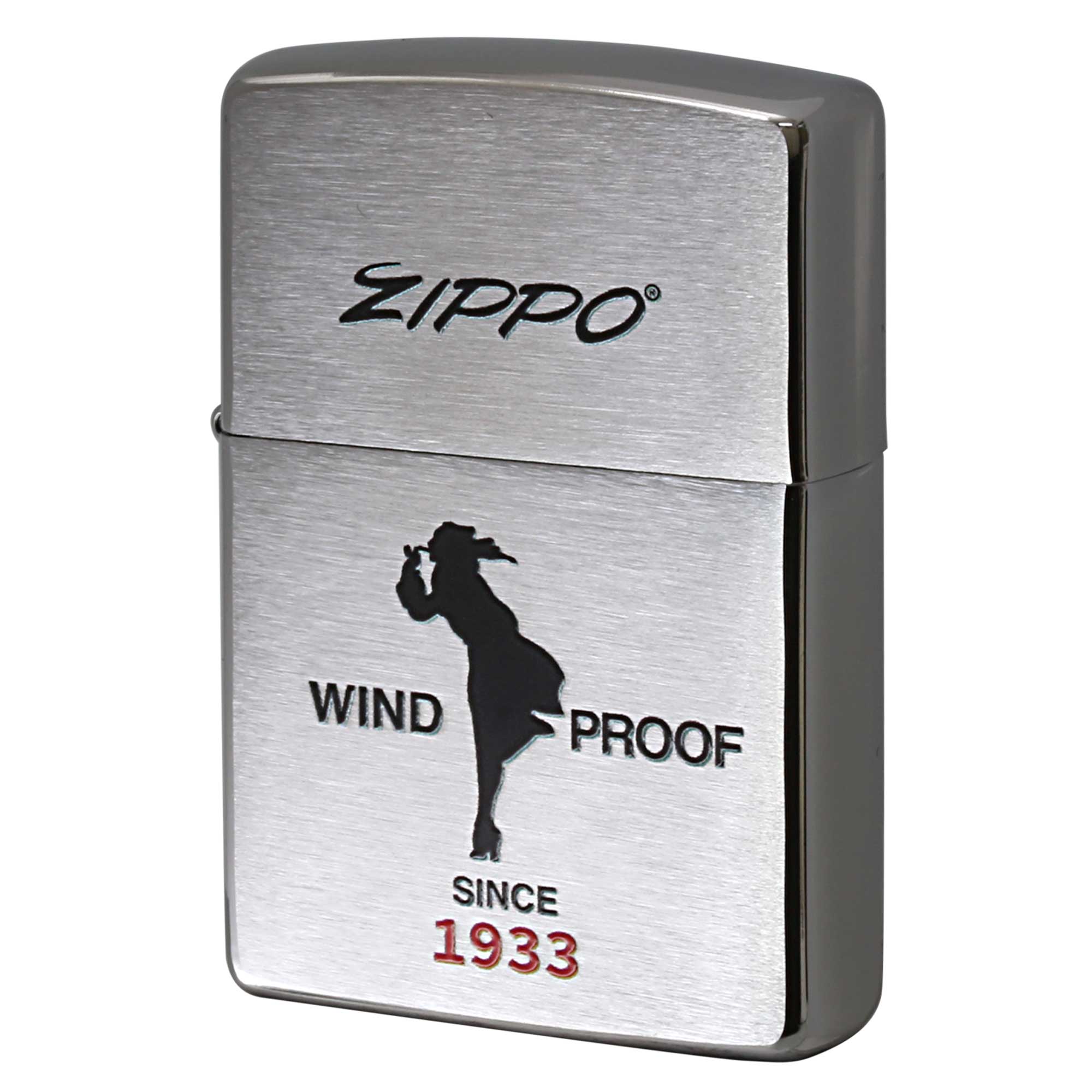 絶版/ヴィンテージ Zippo ジッポー 中古 2024年製造 Windy ウインディ イタリック WIND PROOF SINCE1933 黒  [N]未使用・新品