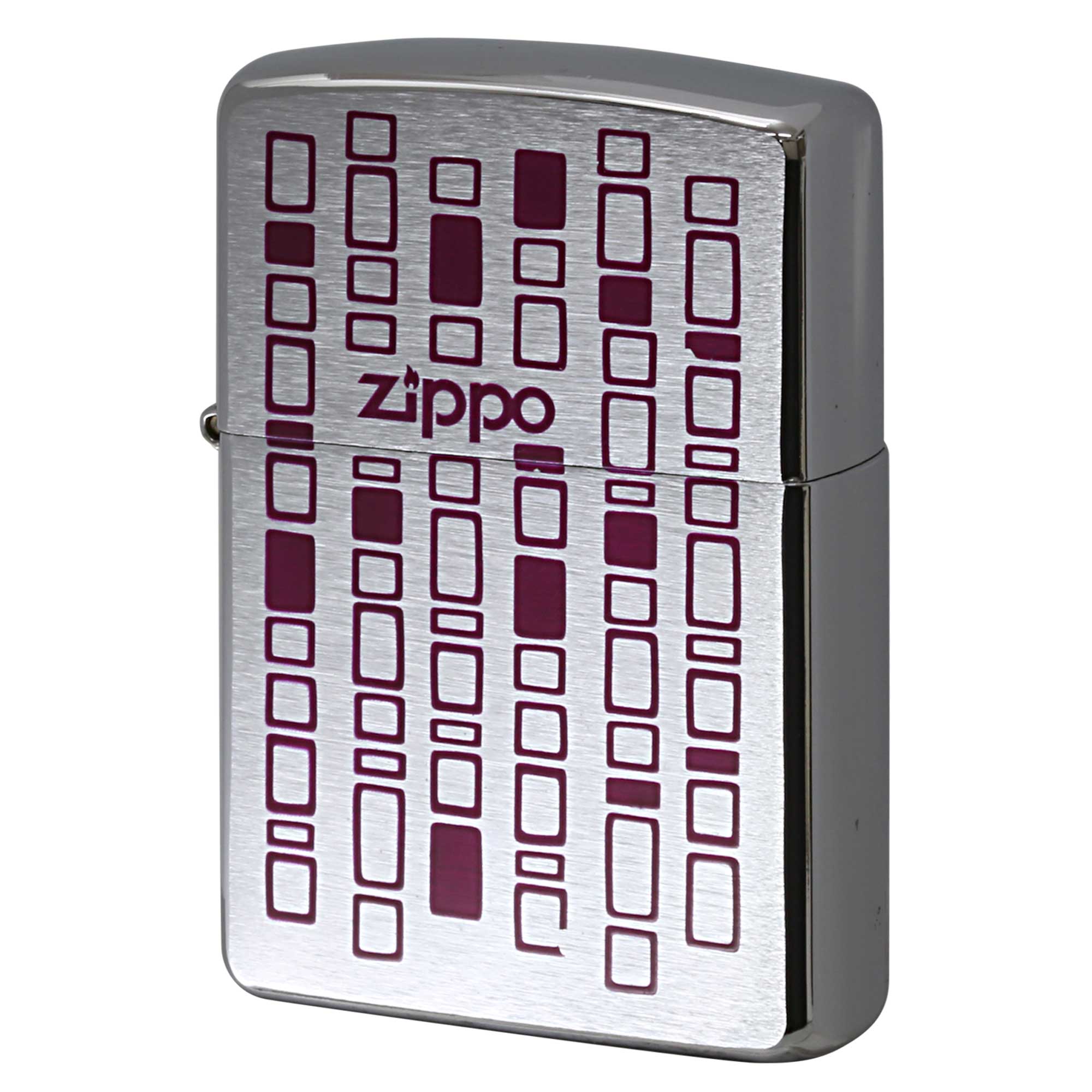 絶版/ヴィンテージ Zippo ジッポー 中古 2003年製造 ブロックデザイン パープルプリント Zippoロゴ  [B]使用感ありやや傷汚れあり