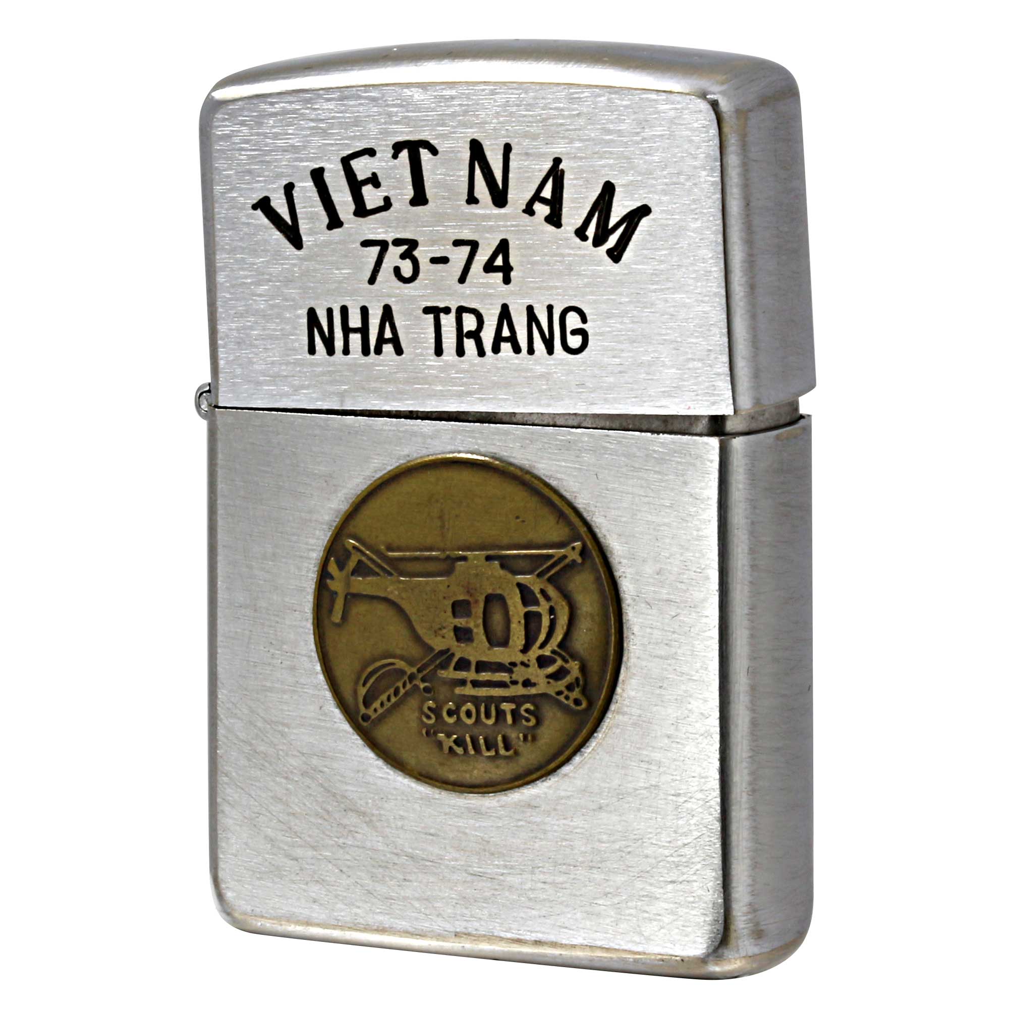 絶版/ヴィンテージ Zippo ジッポー 中古 1972年製造 VIETNAM 73-74 NHA TRANG シルバー  [D]傷汚れがあり使用に難あり