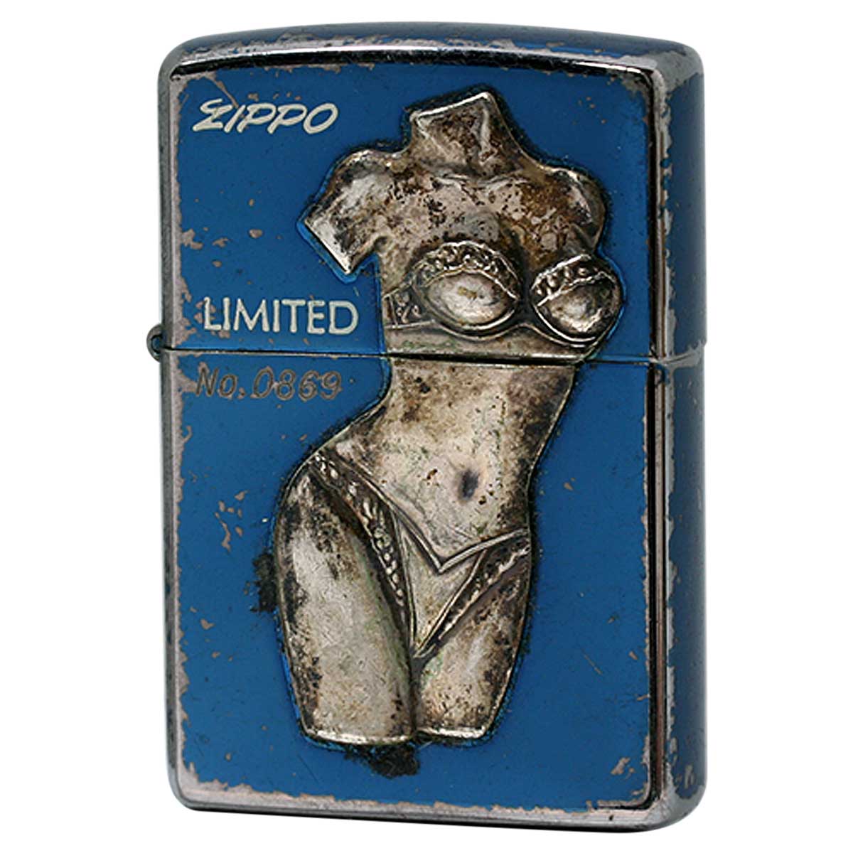 絶版/ヴィンテージ Zippo ジッポー 中古 1999年製造 セクシー メタル ブルー  [C]使用感あり傷汚れあり