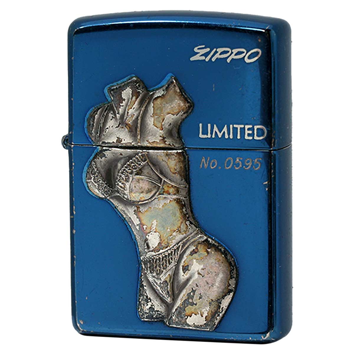 絶版/ヴィンテージ Zippo ジッポー 中古 1999年製造 セクシー メタル ブルー  [C]使用感あり傷汚れあり