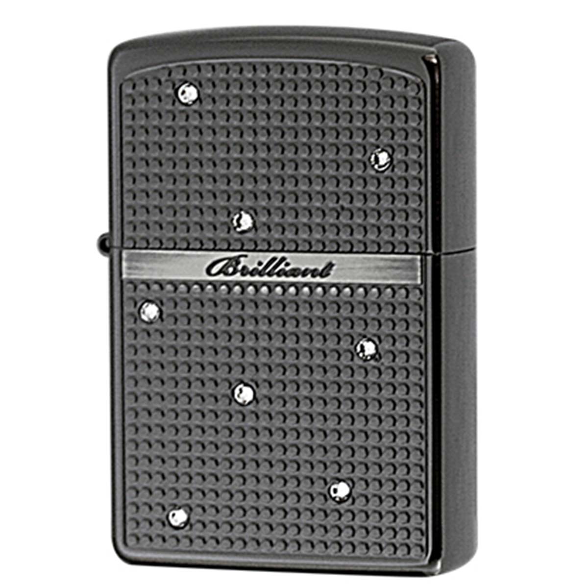 Zippo ジッポー ブリリアント スワロフスキー ブラックニッケル プレート貼り Brilliant Swarovski BN メール便可