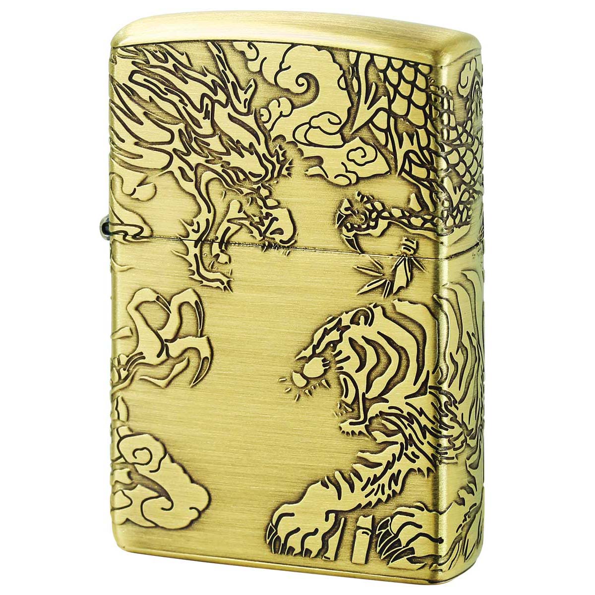 Zippo ジッポー 龍虎 ドラゴン タイガー 4面連続デザイン ブラス ブラッシュド Dragon and Tiger BS