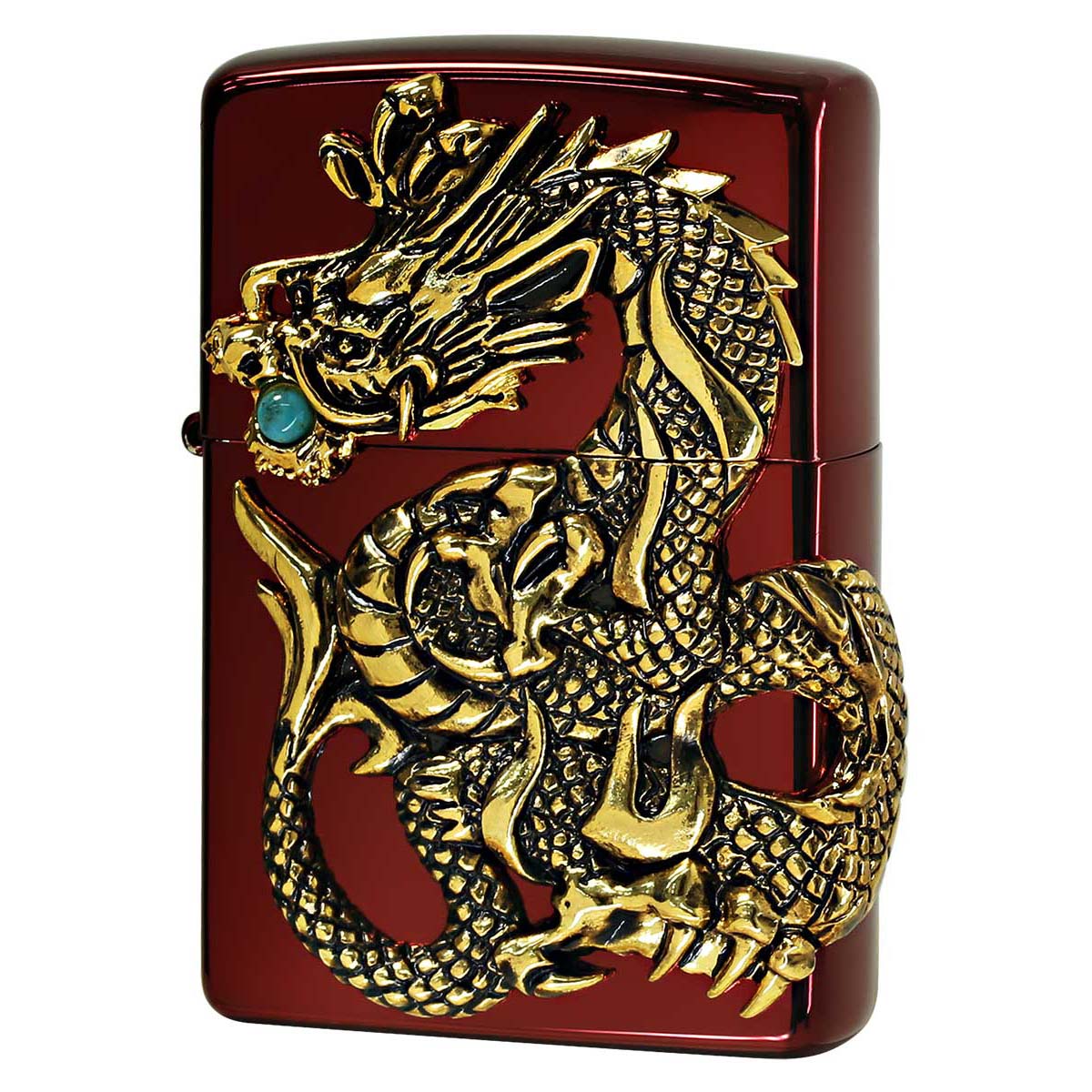 Zippo ジッポー 限定100個 ドラゴンメタル ターコイズ 龍 天然石 レッド DRAGON METAL Turquoise シリアル番号 レッド