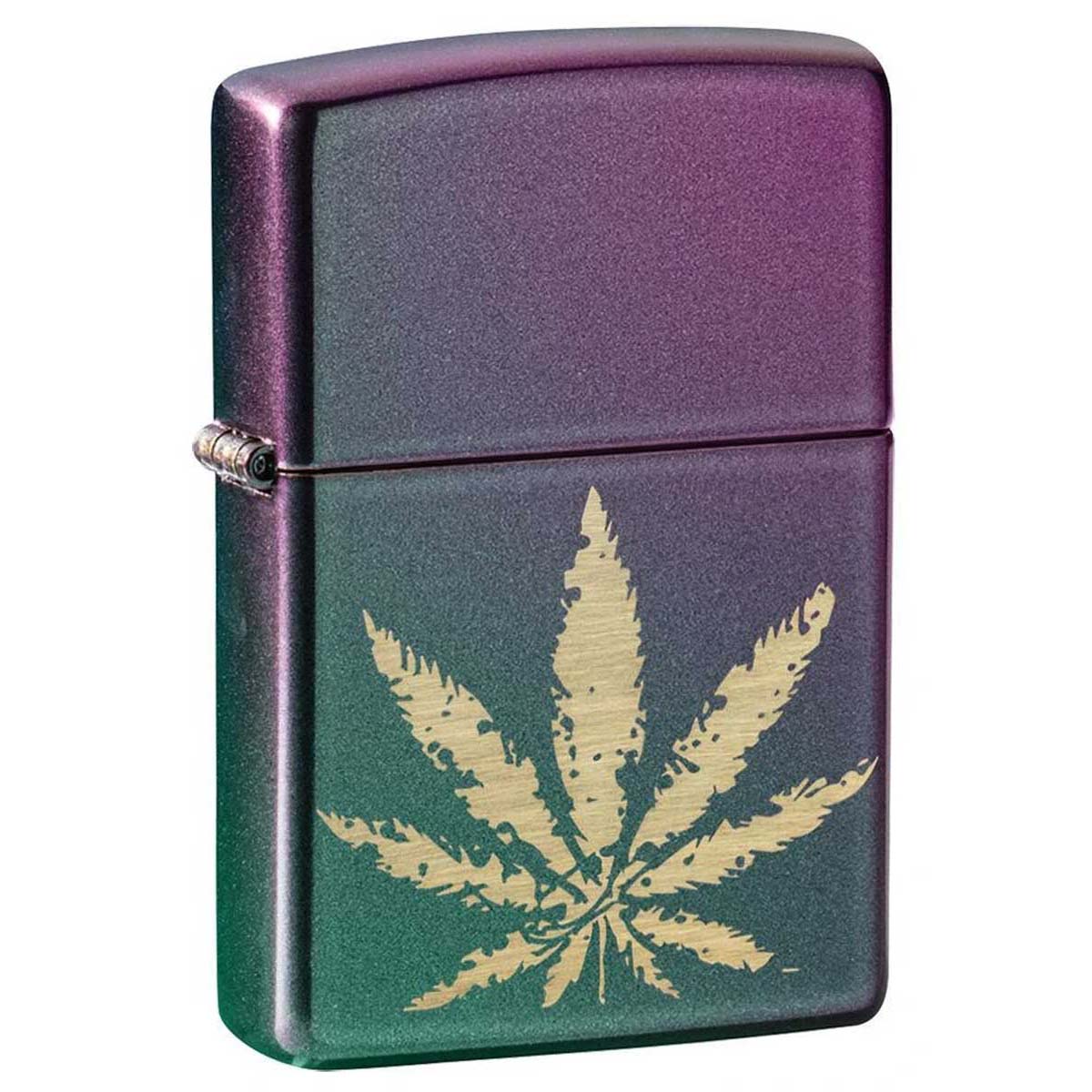 Zippo ジッポー マリファナ リーフ 葉 Counter Culture Marijuana Leaf On Iridescent Violet 玉虫色 イリデッセント 49185 メール便可