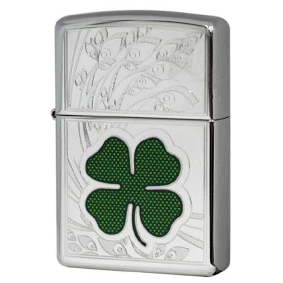 Zippo ジッポー 四つ葉 クローバー 幸運 CLOVER 鏡面 ポリッシュ クローム 24699 メール便可