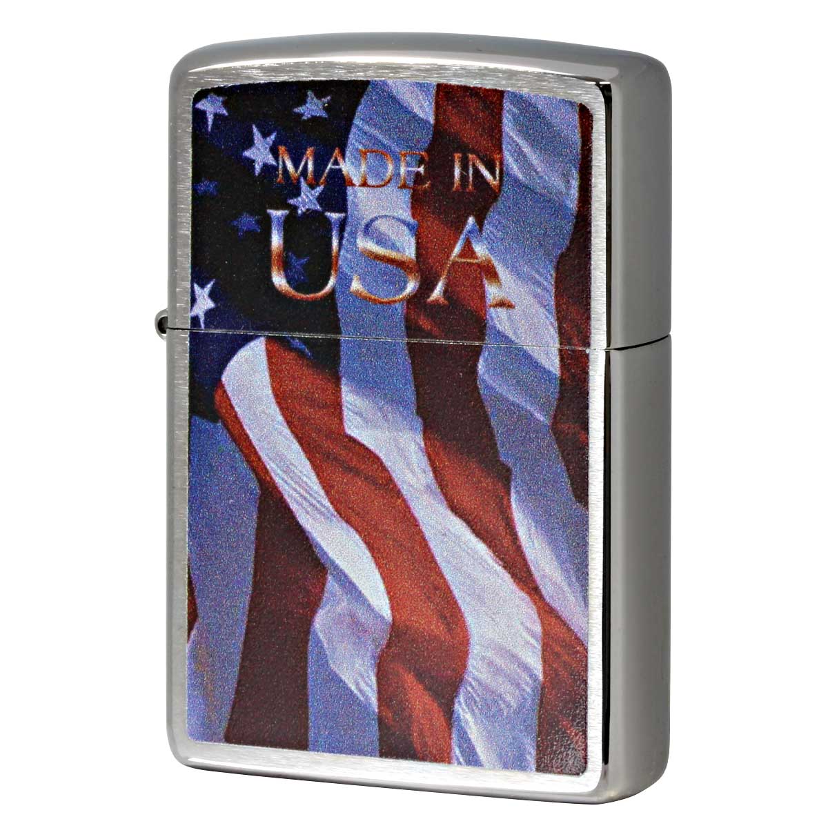 Zippo ジッポー アメリカ国旗 アメリカ製 Made in USA Flag ブラッシュドクローム 24797 メール便可