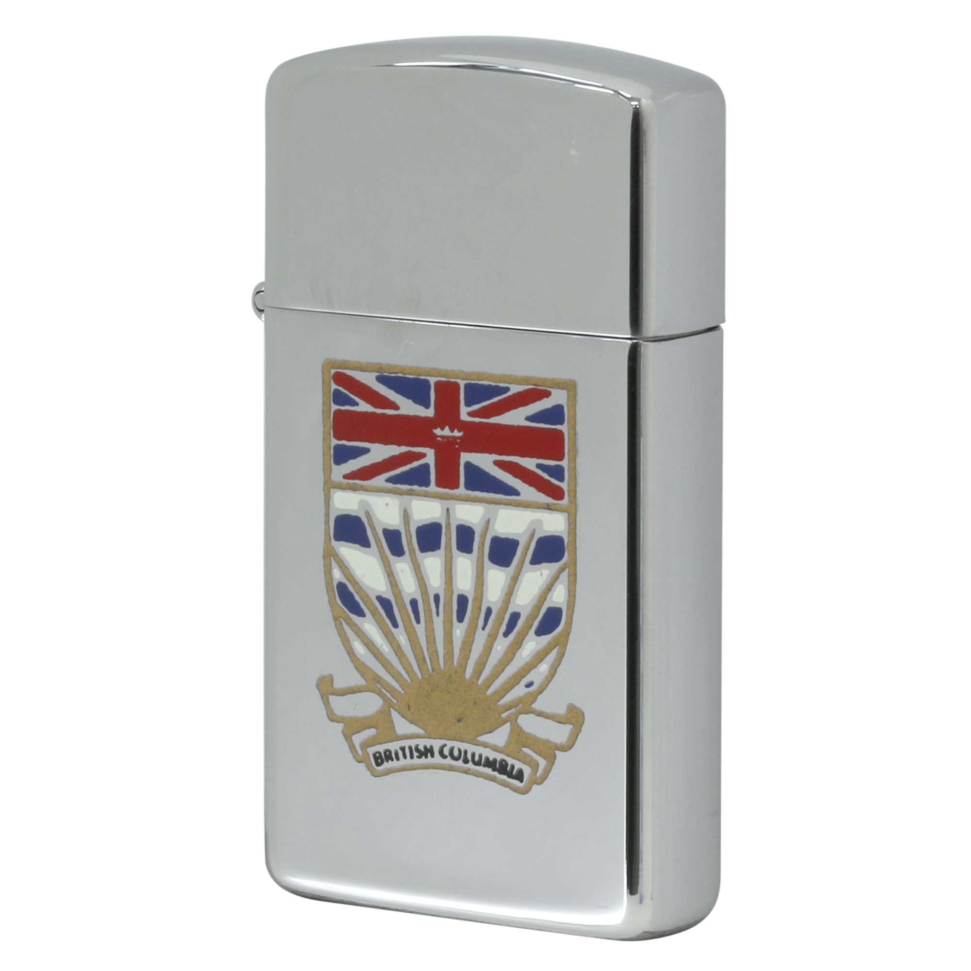 絶版/ヴィンテージ Zippo ジッポー 中古 1992年製造 カナダ製造 州の紋章シリーズ BRITISH COLUMBIA ブリティッシュコロンビア州 鏡面 スリム  [N]未使用・新品