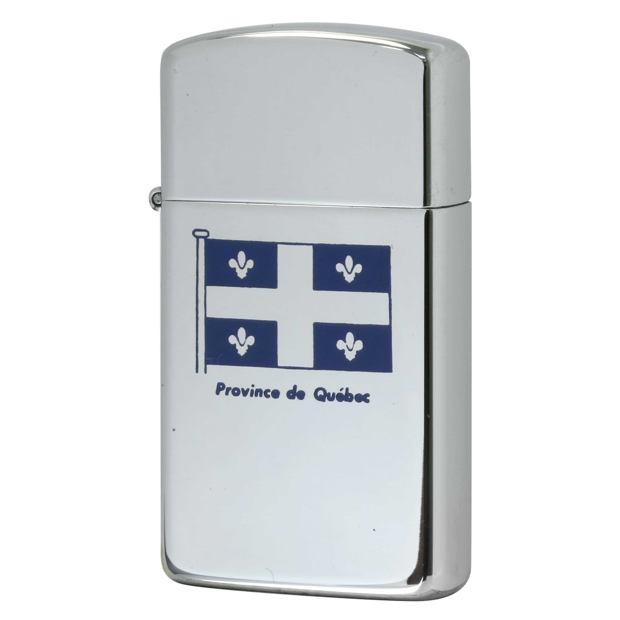 絶版/ヴィンテージ Zippo ジッポー 中古 1988年製造 カナダ製造 州の紋章シリーズ FLAG QUEBEC フラッグ ケベック州 鏡面 スリム  [N]未使用・新品