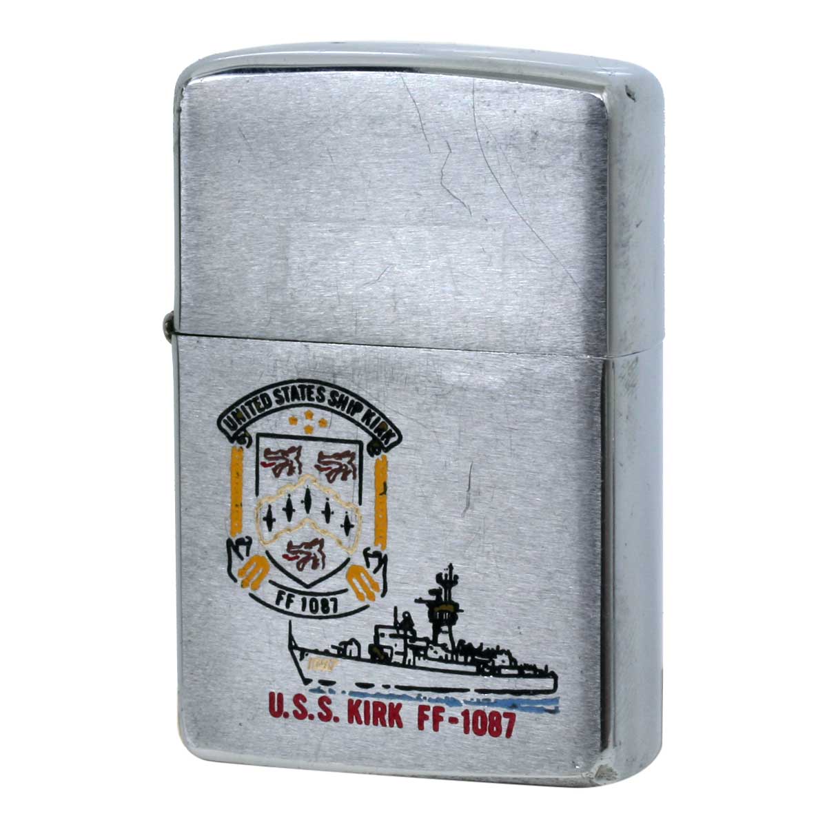 絶版/ヴィンテージ Zippo ジッポー 中古 1978年製造 U.S.S. KIRK FF-1087 アメリカ海軍 フリゲート艦 カーク  [C]使用感あり傷汚れあり