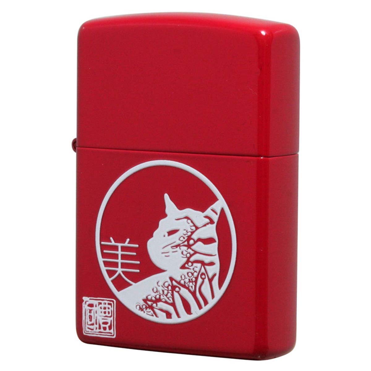 Zippo ジッポー 墨絵 画家 作家 本多豊國 睡りねこレッド 塗装 70239