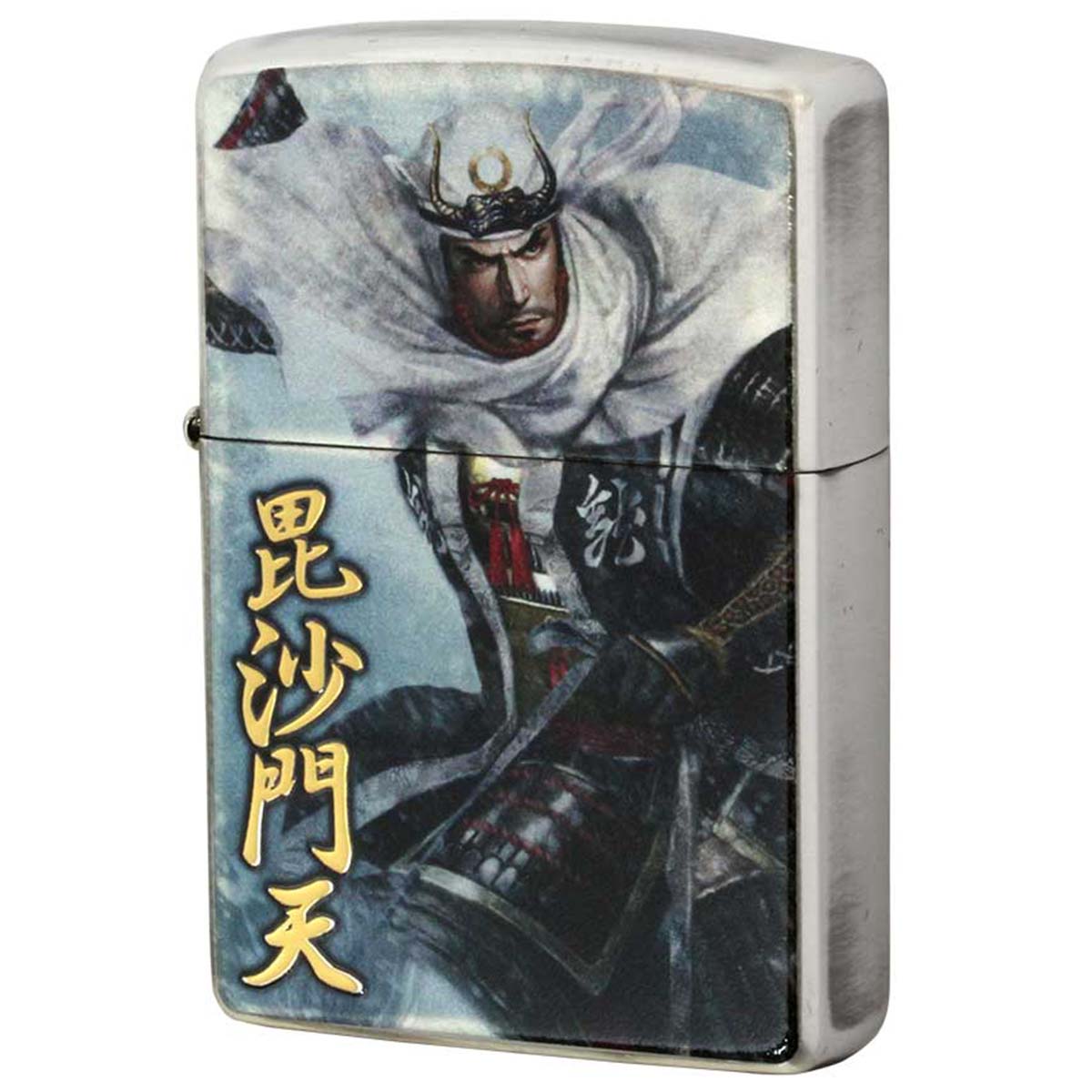 Zippo ジッポー 諏訪原寛幸 七大陸 戦国武将 銀メッキイブシ インクジェットプリント 上杉謙信 毘沙門天