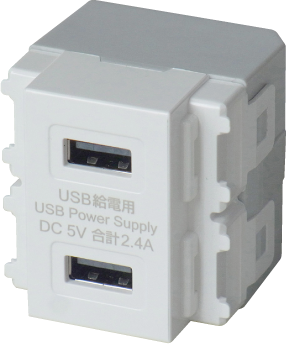 【即納】　埋込USB給電用コンセント　R3701-W　大和電器/YAMATO DENKI　A2ポート（USB TypeA×2）　ホワイト　☆USBコンセントシリーズ☆