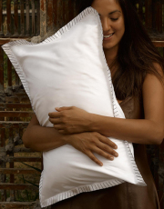 枕カバー縁付き 全37色 エジプト綿(サテン織り・300TC) 【Rybina】