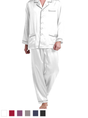 シルクパジャマ 全6色【メンズ】 天然シルク100% (ライン入)