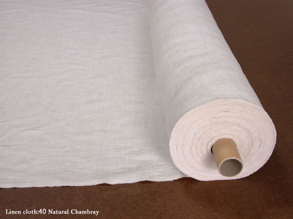 ハンドメイドリネン　リネン作家 リネン 生地 40番手ナチュラルシャンブレー（クロス幅157cm）（1m単位）