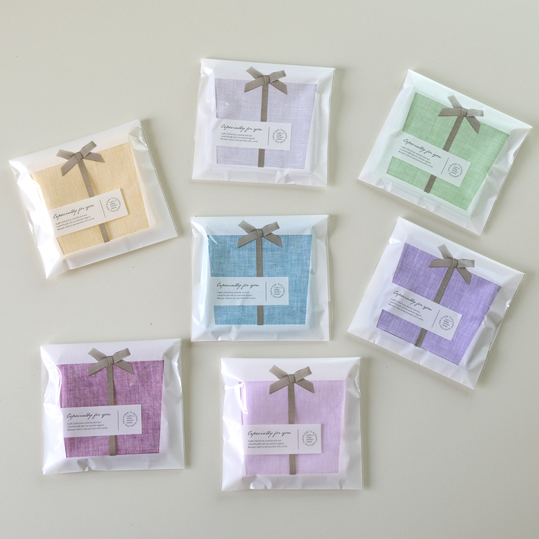 リネン カラーハンカチ