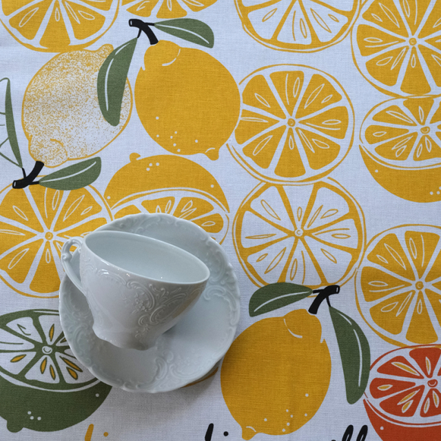 KRACHT ハーフリネン キッチンクロス Limoncello Druck
