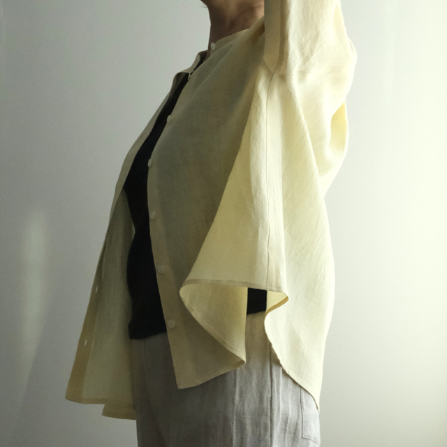 七分袖 リネン ブラウス