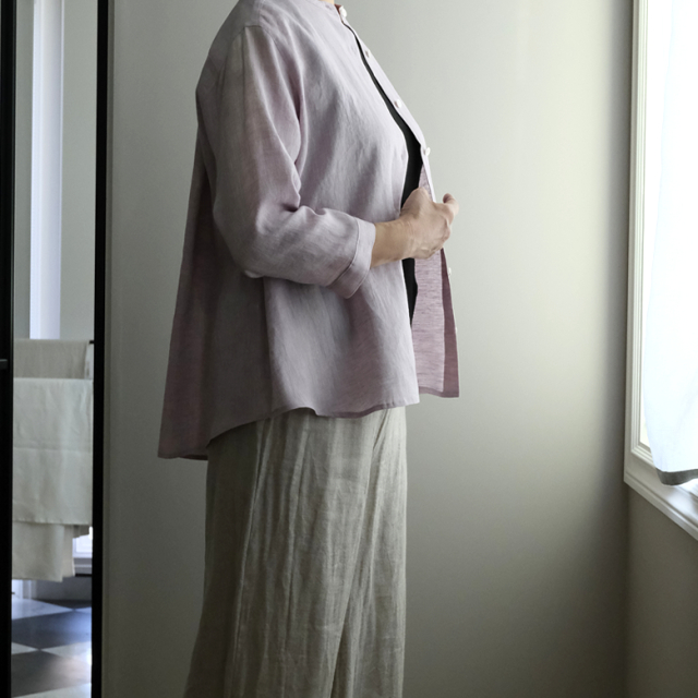 七分袖 リネン ブラウス