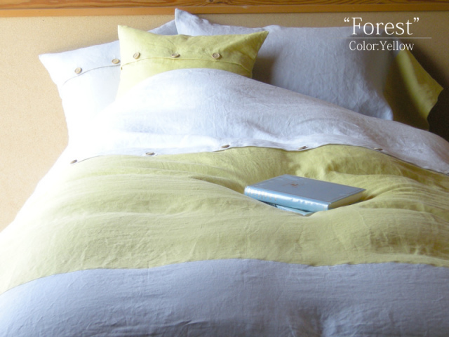 リネン 掛布団カバー クィーンサイズ ランドゥヨーコ Forest デュベカバー