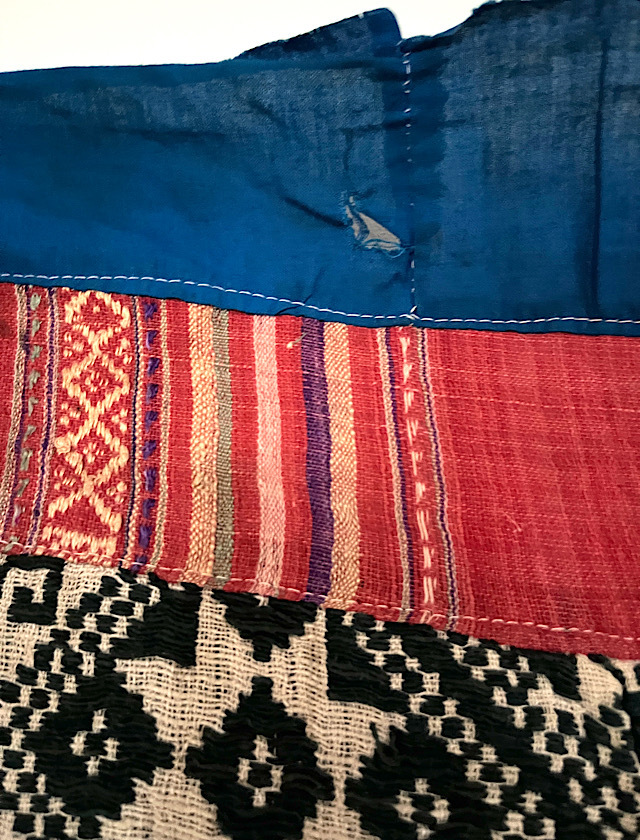 タイ族古布ブランケット藍青緑