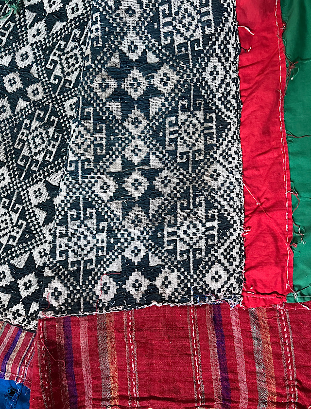 タイ族古布ブランケット藍青緑