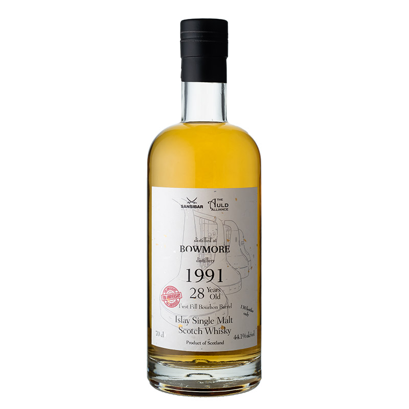 【サンジバー】ボウモア 1991 28年 THE ＡＵＬＤ ALLIANCE 10周年記念 44.1/700[155880][正規輸入][箱なし]