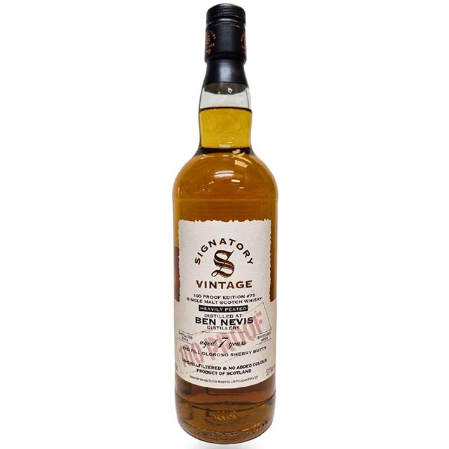 【シグナトリー】ベン・ネヴィス ヘヴィリーピーテッド 2019 7年 100Proof Series 57.1/700[171110][正規輸入][箱なし]