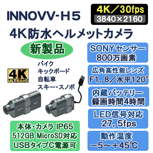 Lisway：4K防水バイク・キックボード・自転車用ヘルメットカメラ