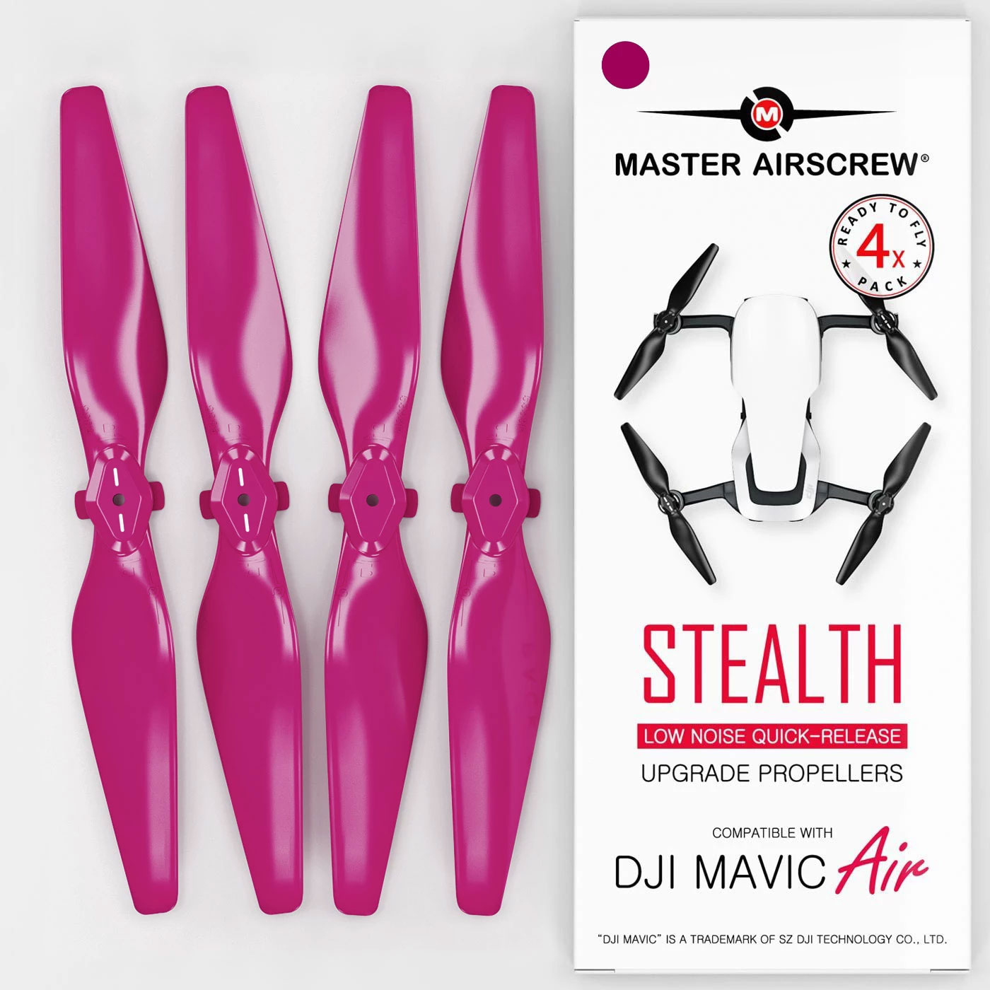 MA DJI Mavic Air用 STEALTHアップグレード・プロペラ  5.3x3.3  (マゼンダ）4本セット