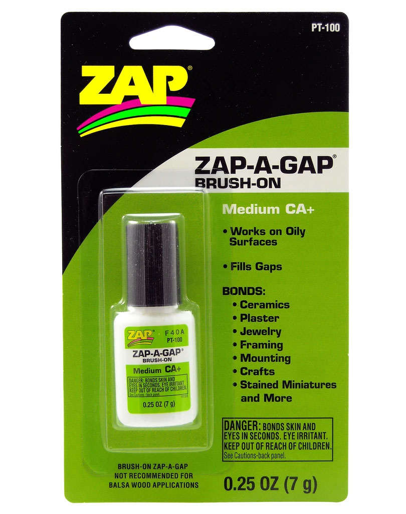 ZAP PT100 Zap-A-Gap ブラシ付き中粘度瞬間接着剤 7g - Zap-A-Gap Brush On CA+ 1/4oz