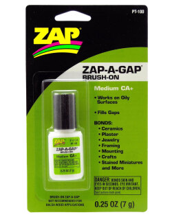 ZAP PT100 Zap-A-Gap ブラシ付き中粘度瞬間接着剤 7g - Zap-A-Gap Brush On CA+ 1/4oz