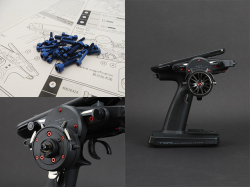 スクウェア FUTABA 10PX用アルミスクリューセット(濃ブルー)　Light weight screw Set FUTABA 10PX(Y-Blue) HS-48809