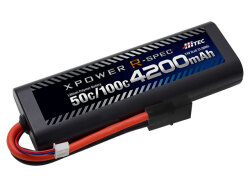 ハイテック XPOWER R-SPEC [エックスパワー Rスペック] Li-Po 7.4V 4200mAh 50C/100C XPR4200S-RT-B（タミヤタイプコネクター）