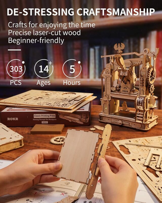 ROBOTIME DIYキット クラシック印刷機 LK602 （Classic Printing Press