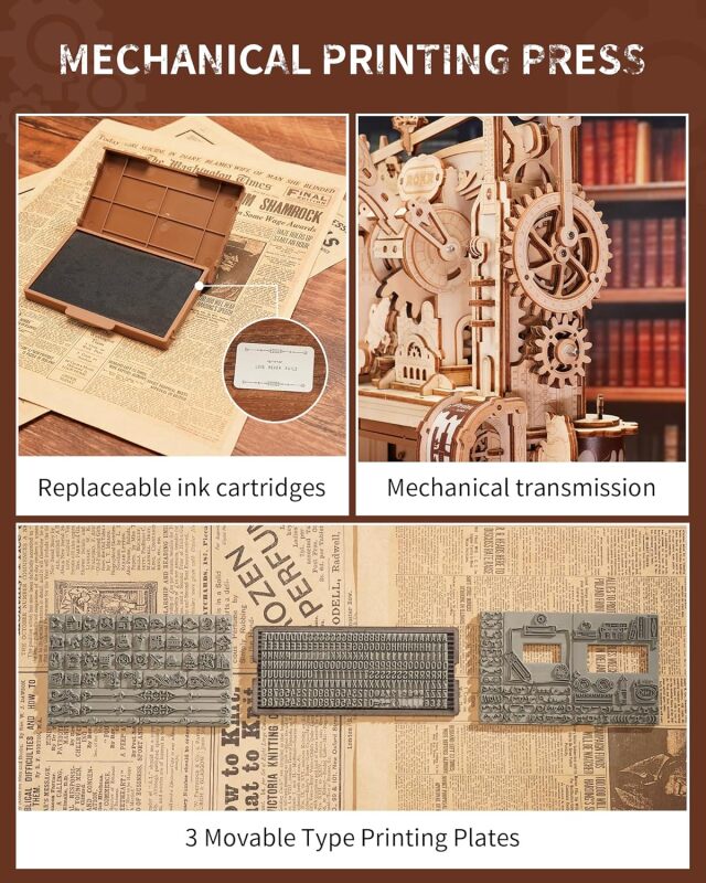 ROBOTIME DIYキット クラシック印刷機 LK602 （Classic Printing Press