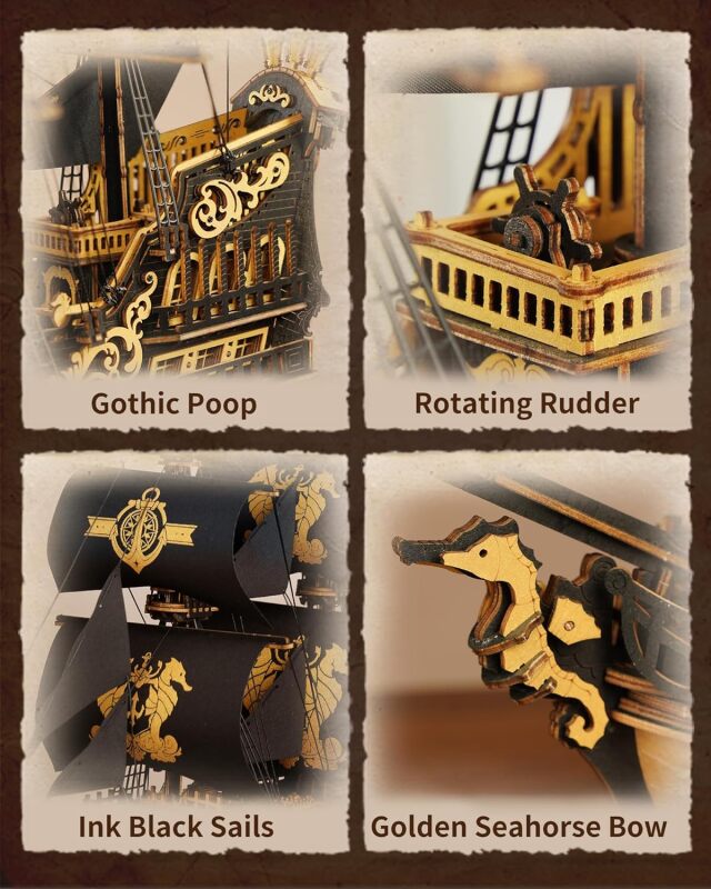 ROBOTIME DIYキット タツノオトシゴの帆船 MCB02 The Seahorse Barque