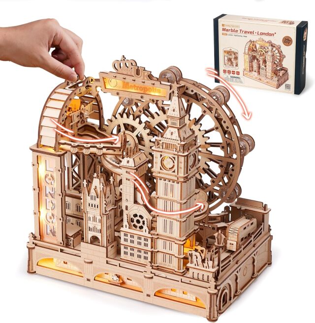 新品未使用品ビンテージパズルイギリス ROBOTIME DIYキット マーブル トラベル ロンドン EGB01 立体パズル