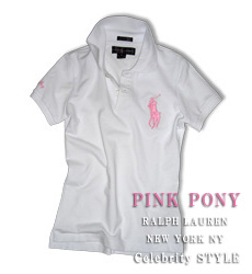 PINK PONY Skinny Fit Big Pony Polo／White／Pink