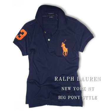Skinny Fit Big Pony Polo / Newport Navy / Orange