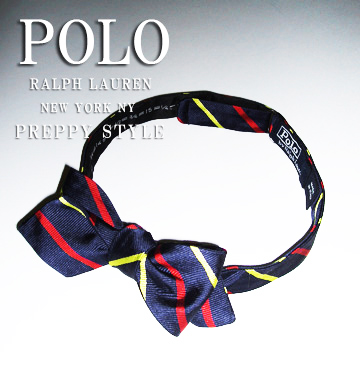Repp Stripe Bow Tie / Navy / Red Yellow